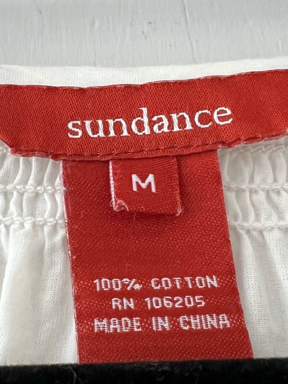 Sundance Embroidered Peasant Cotton Top White Size Medium - Picture 3 of 4
